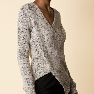 Derek Lam 10 Crosby Asymmetrical Cross Front Sweater In Natural, XS